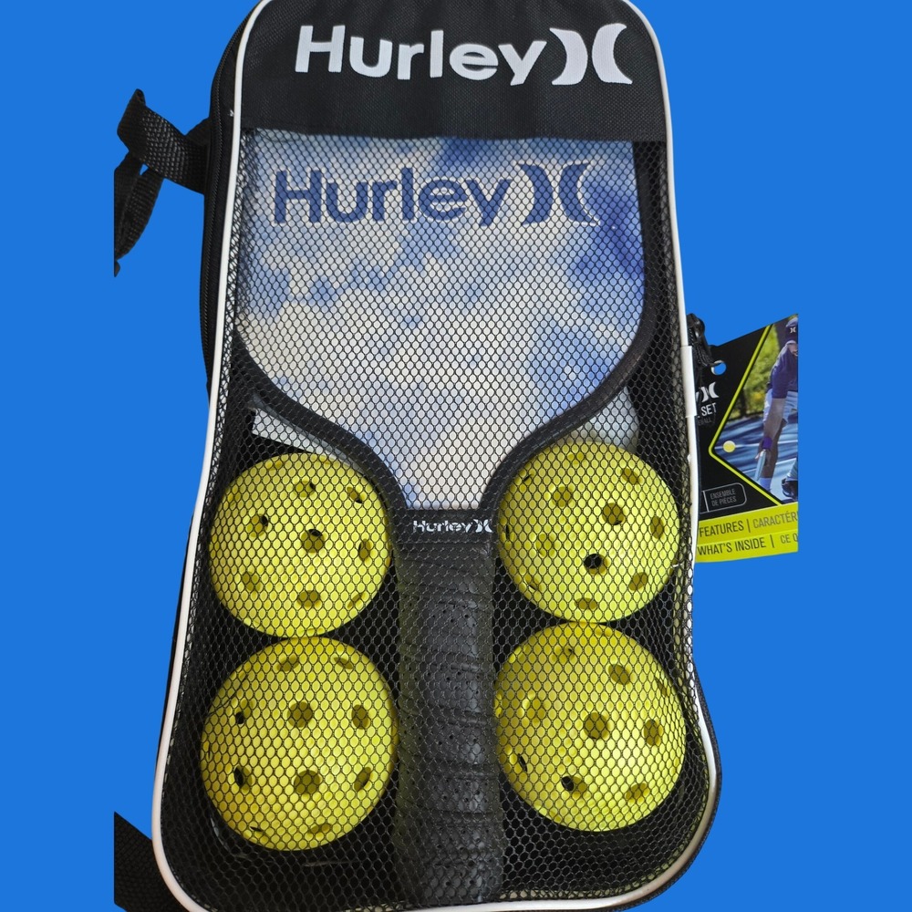 Hurley 7 Piece Pickleball Set 2 Paddles 4 Balls Carry Case Blue Tie Dye New